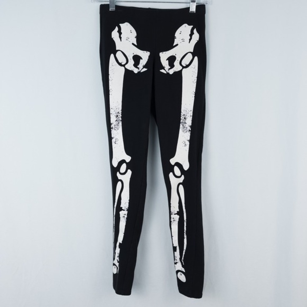 Hot Topic Glow In The Dark Skeleton Leggings Medium Halloween Goth Punk Rave